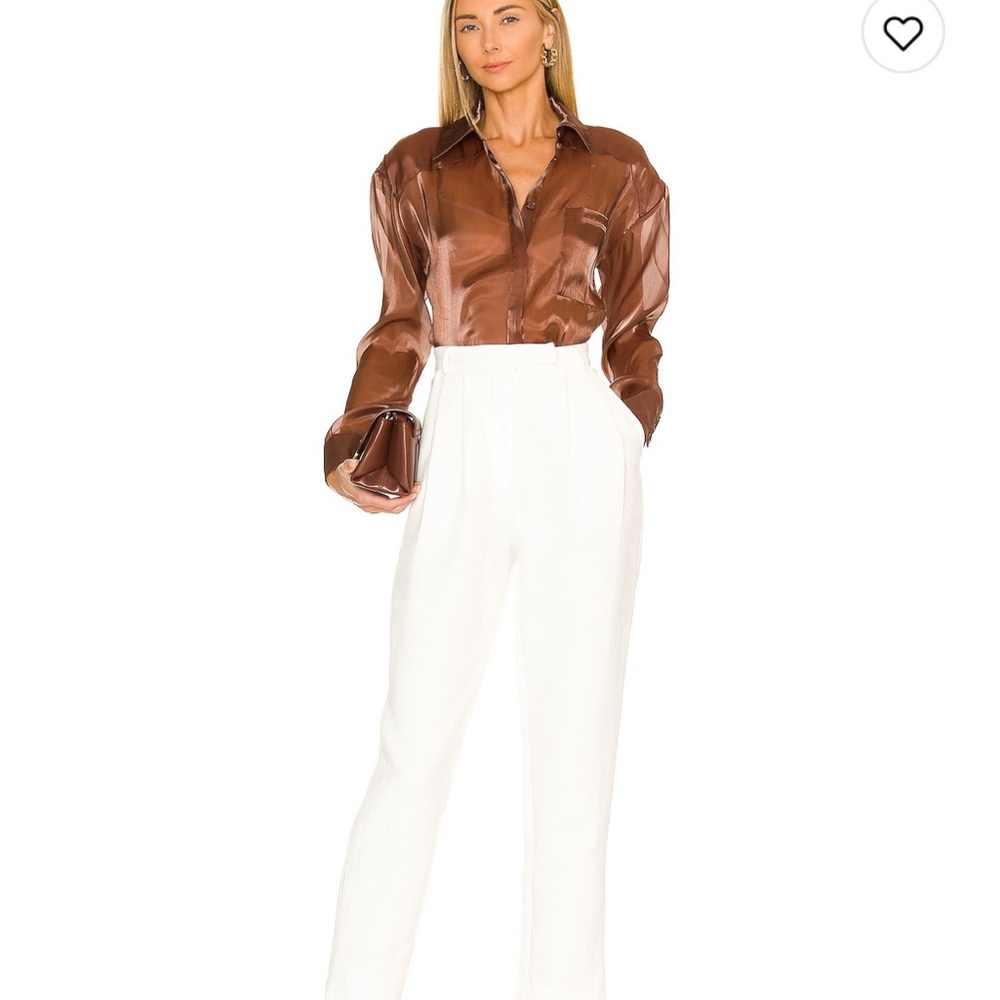 Lovers and Friends Sheer Brown Button down